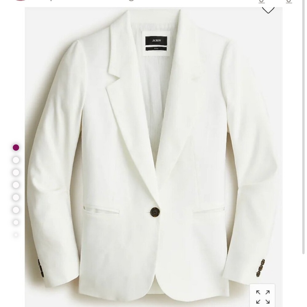 J. Crew White Sport Coat with Notched Lapels and Tailored Fit